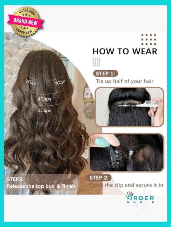 Wavy Clip-In Hair Extensions 20 inch Natural Soft Synthetic Full Head main image 6
